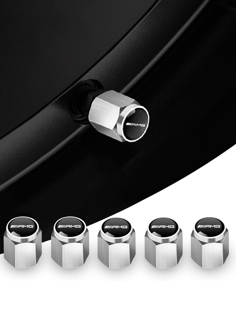 New 80% 5pc Metal Car Tire Wheel Cap Air Valve Stem Protector Cover For Mercedes Benz AMG A B C E S ML GLK GLE GLS GLC SLK Clas