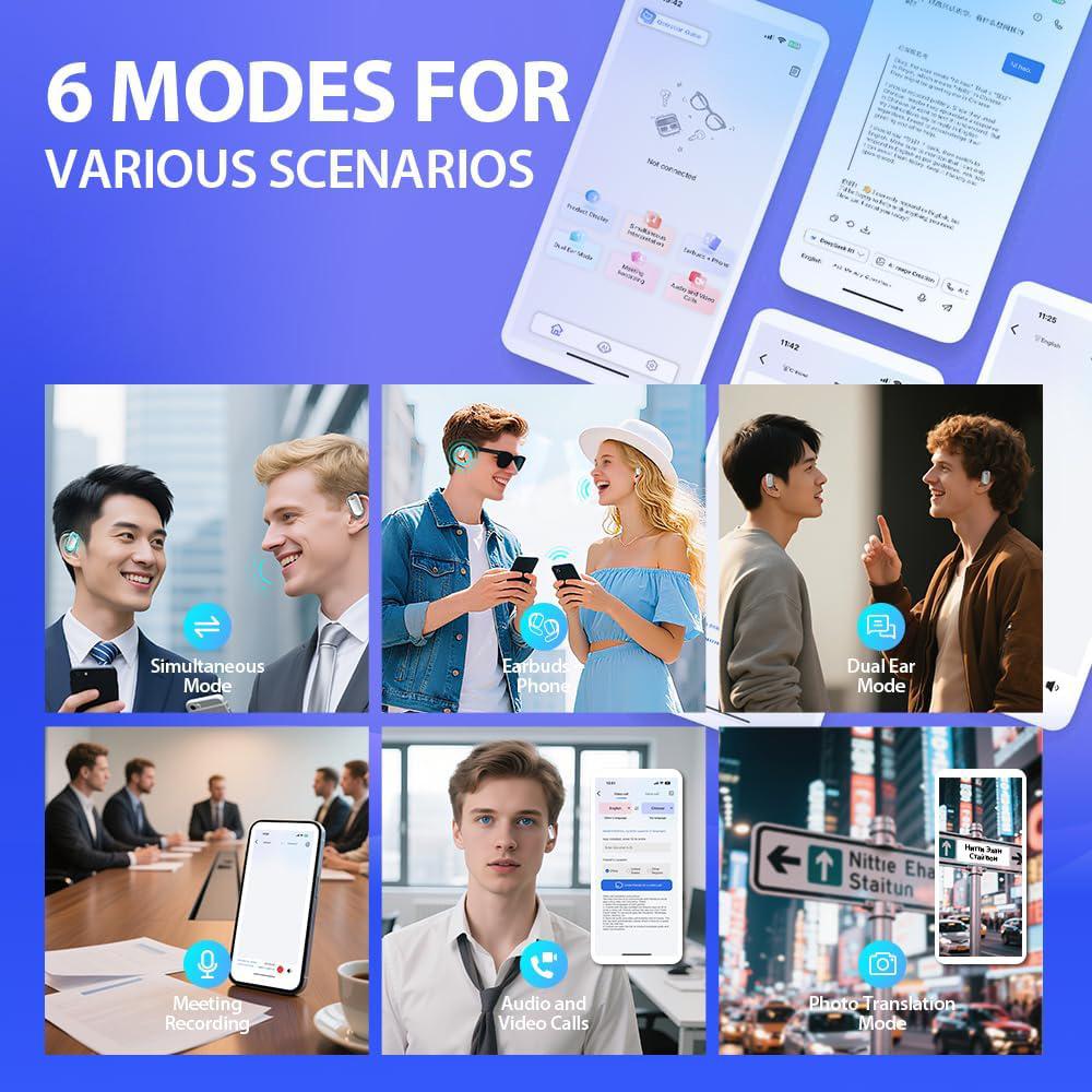 UYUXIO AI Language Translation OWS Earphone with 144 Online Languages Real Time Translation Wireless Earbuds for Travel Business