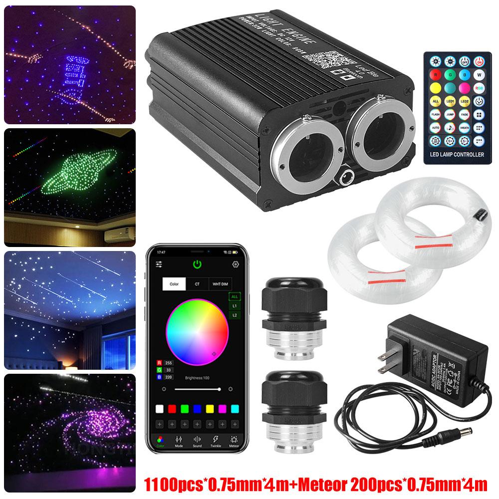 32 Вт Twinkle Dual port Fiber Optic Star Ceiling Kit с RGB Meteor effect APP Car Roof stars Fiber Optic Starry Sky Car Ceiling