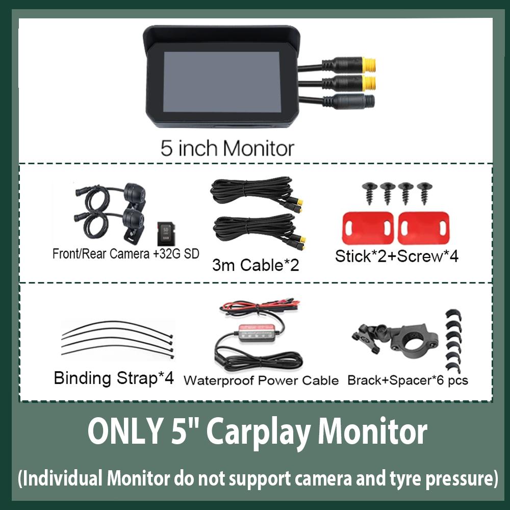 Лучший мотоцикл Carplay водонепроницаемый 1080P 5 дюймов WIFI беспроводной Android Auto DVR монитор видеорегистратор GPS навигация TPMS SD