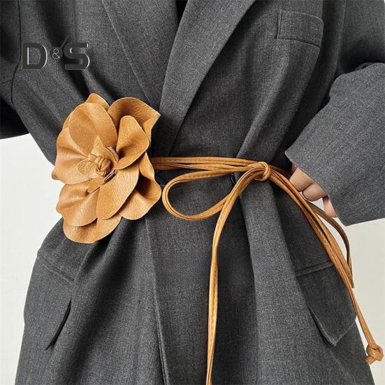 Пояс с цветочным принтом в стиле бохо для женщин и девочек, тонкий пояс из искусственной кожи с цветочным принтом для свадебного платья