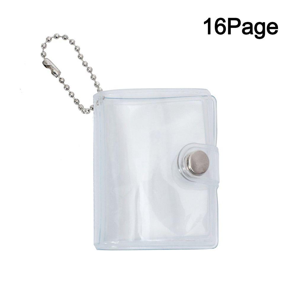 2 Inch Mini Photo Album Snap Button Design Backpack Keyring Photo Card Holder Portable Name Card Book Cartoon Transparent Album