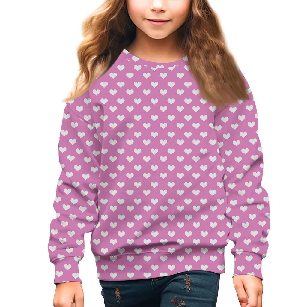 Девочки Круглый вырез Пуловеры для детей День святого Валентина Печатные топы