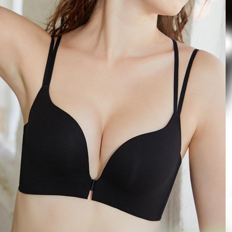 Весенне-летний новый бюстгальтер с пряжкой спереди, нижнее белье со сборками и кружевом сзади, удобный бюстгальтер без маркировки
