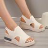 New Women Shoes 2024 Summer Ankle Wrap Sandal Concise Solid Color Shallow Wedges Fashion Outdoors Ladies Shoe Sandalias