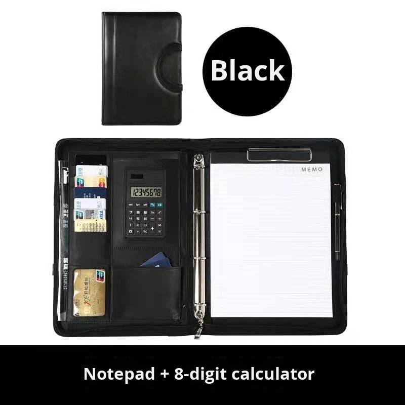 Multifunctional A4 File Folder Handheld Zipper Bag Leather Briefcase Business Binder Document Sales Clipboard Powerful