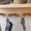 Solid Wood Woven Wall Key Hook Book Newspaper Organization Wall Mounted Magazine Storage Rack Space Saver Rattan Storage Rack