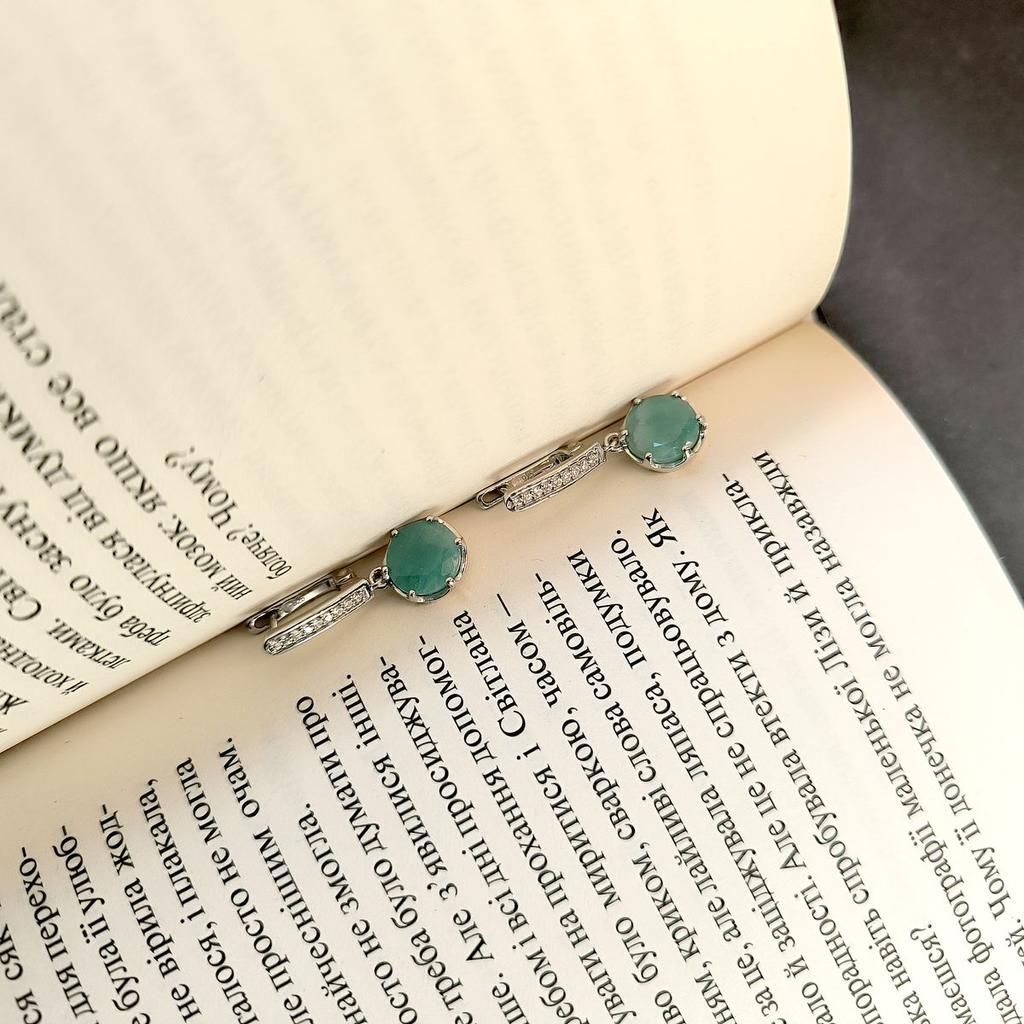 Серебряные серьги с натуральным изумрудом 5.533ct (2167181)