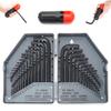 30-Piece Blackened Extra Long Metric/Imperial Hex Key Wrench Set with Extension Bar