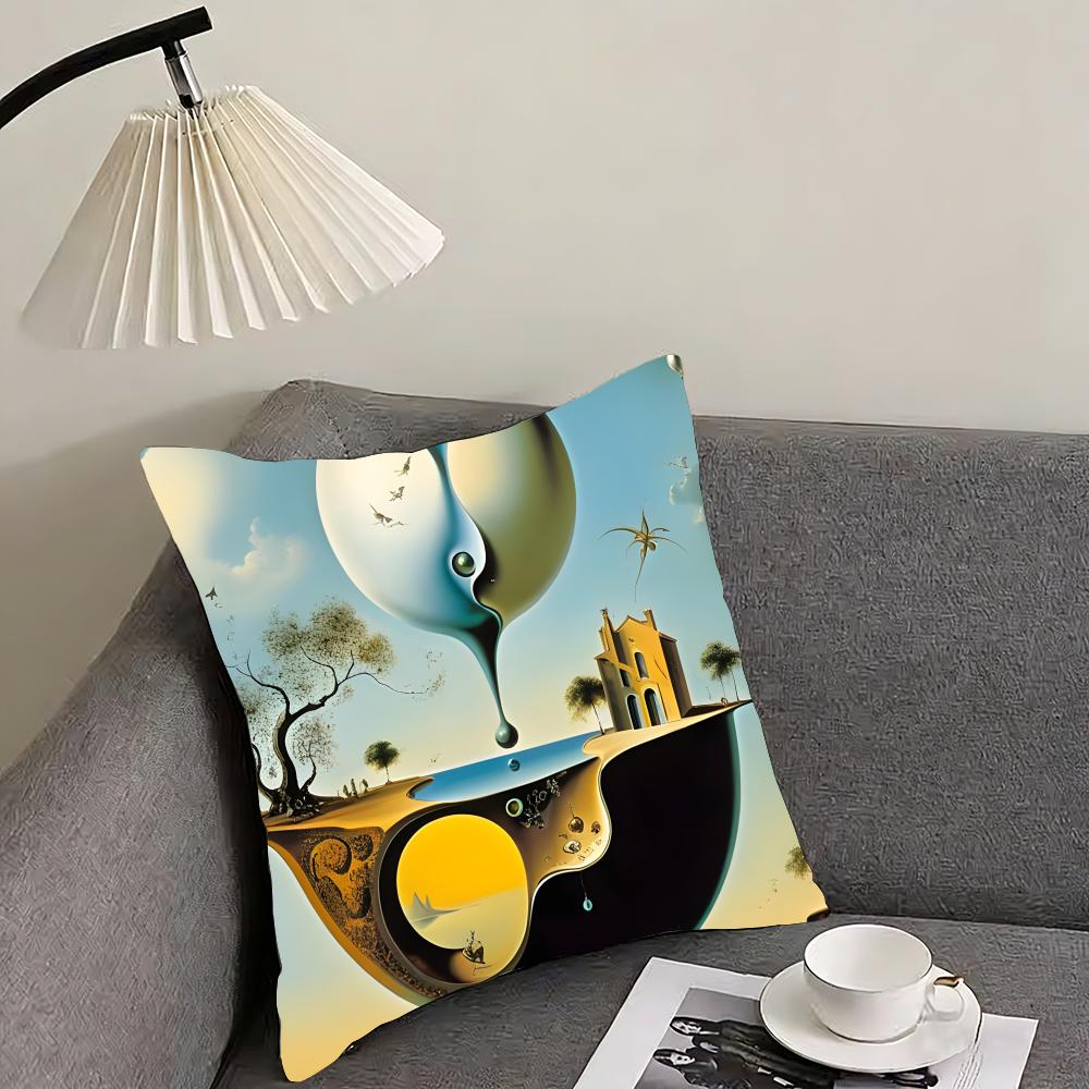 SSalvador DaliI Art Cushion Cover Pillowcase Ultra Soft Skin Friendly Fabric Cloud Like Comfort Concealed Zipper