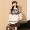TonLion Women's Guan Xiaotong Inspired Fair Isle Jacquard Knit Sweater