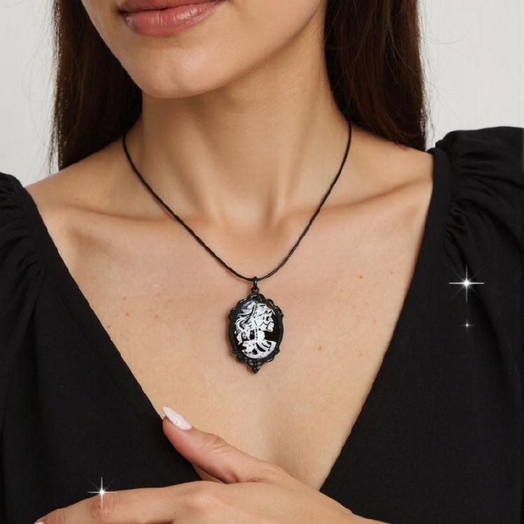 Заявление Кулон Камея Череп Уникальное Ожерелье-Цепочка Украшение Дизайн Для Поклонников Готической И Панк-Культуры