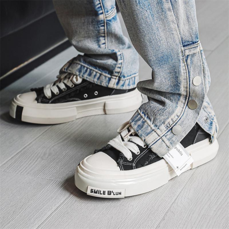 Новые дизайнерские модные черные мужские парусиновые туфли на дышащей платформе, дизайнерские туфли для мужчин, на шнуровке, вулканизированные туфли, мужские эспадрильи