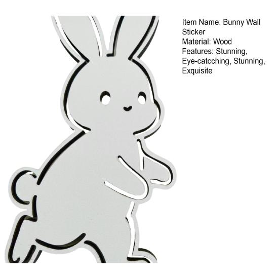 Cute Bunny Wall Decal Easter Wall Sticker Wooden Rabbit Animal Wall Art Decor
