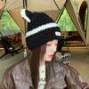 Hat Women's Autumn and Winter Sweet and Cute Ear Wool Hat Outdoor Warmth Thick Ear Protection Face Small Pullover Hat Trendy
