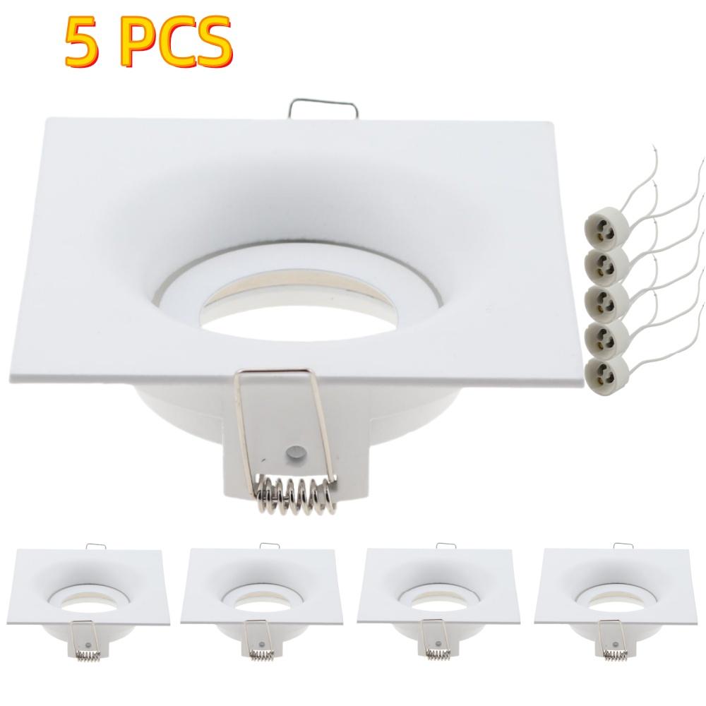 5 шт. квадратный встраиваемый светодиодный светильник, потолочное кольцо, патрон GU10, кронштейн для галогенной лампы, светодиодный светильник, рамка-прожектор