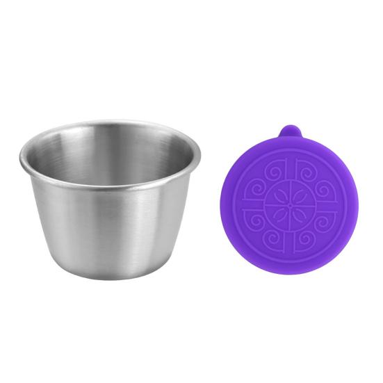1/6Pcs Dipping Cup Stainless Steel Sauce Cup with Leakproof Lid 70ml Reusable Condiment Container