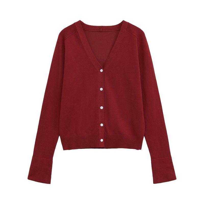 Zaprha 2025 Лето Новый Однобортный Многопуговичный Декор Длинный рукав V-образный вырез Тонкая Вязаная спицами кардиган Верхняя одежда 9598088