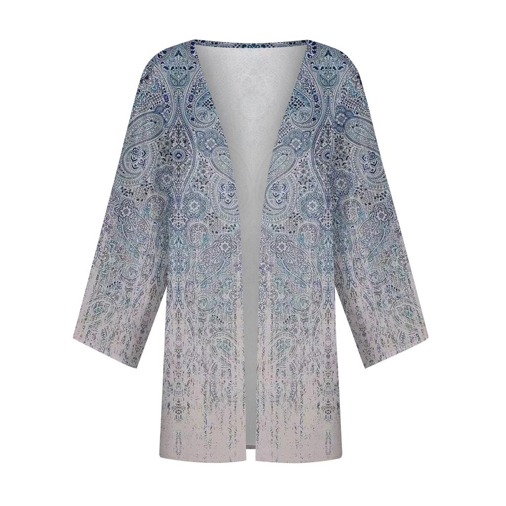 Женская повседневная модная легкая куртка средней длины с принтом в стиле ретро, кардиган