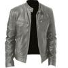 Модная мужская кожаная куртка Slim Fit Stand воротник PU куртка мужская ветрозащитная мотоциклетная куртка с лацканами диагональной застежкой-молнией для мужчин