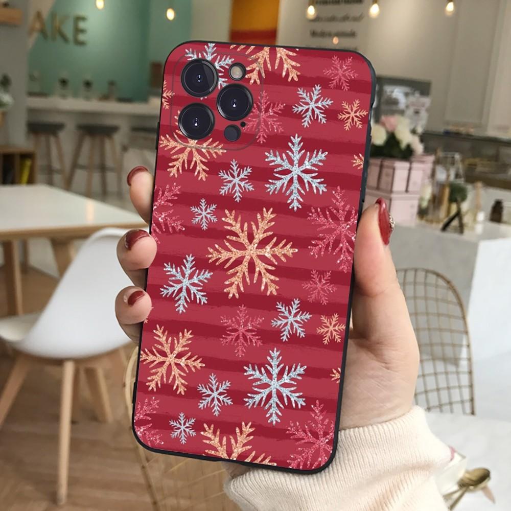 Merry Christmas Snowflake Phone Case Silicone Soft for iphone 16 15 14 13 12 11 Pro Mini XS MAX Plus X Cover