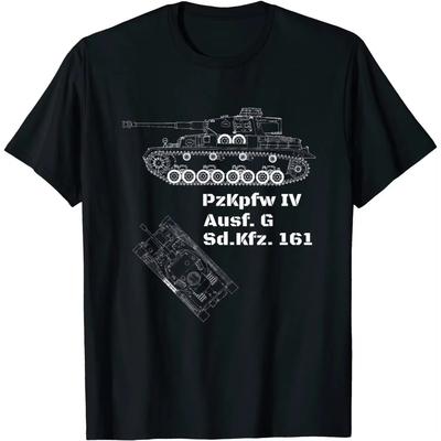 Pzkpfw IV Ausf.G Sd Kfz. Футболка с немецким танком «Пантера» времён Второй мировой войны. Футболка мужская из хлопка премиум-класса с коротким рукавом и круглым вырезом, новая