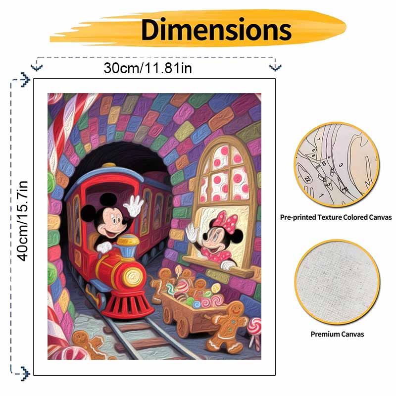 Disney digital oil painting art painting train candy gingerbread handmade diy home decorations