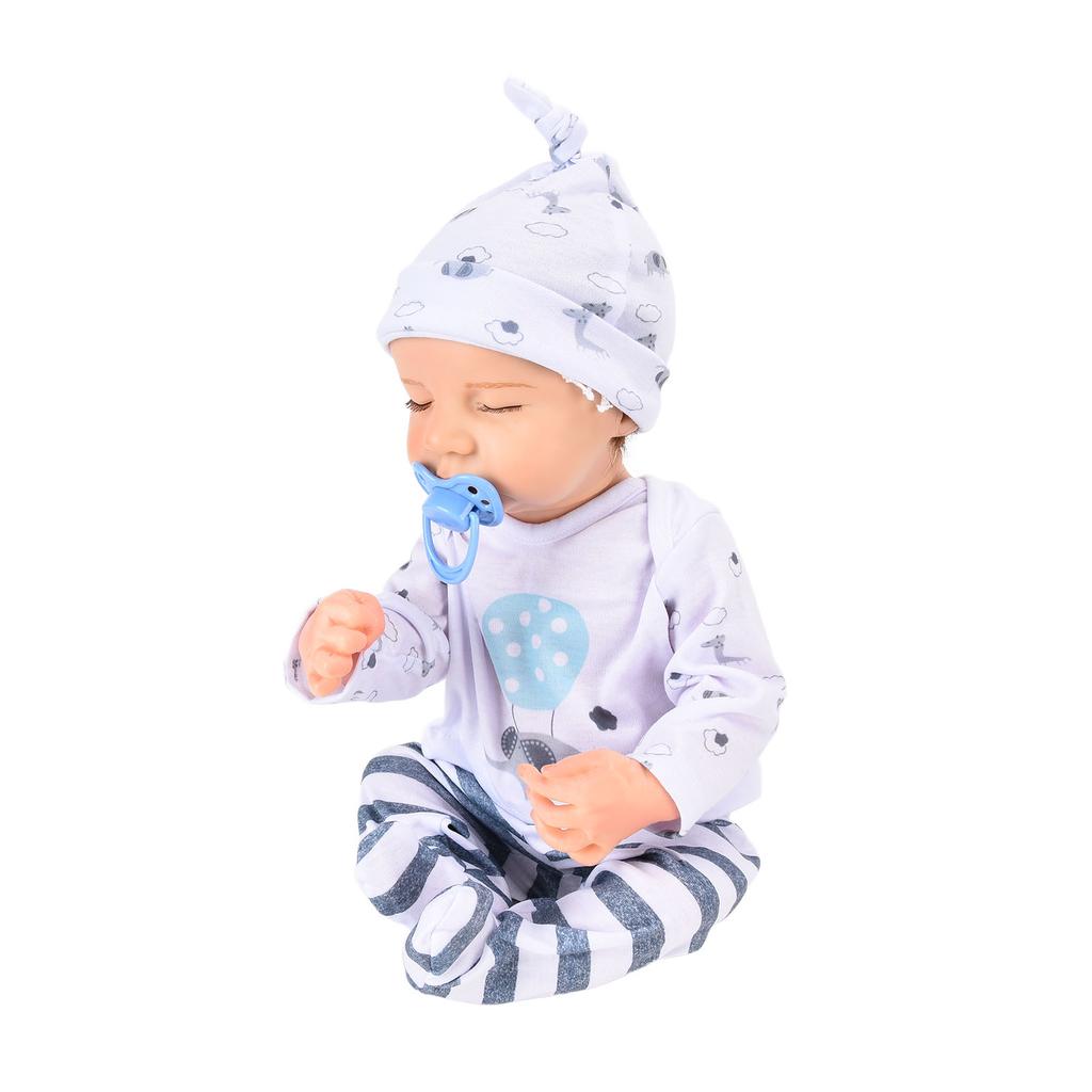 18inch Cute Lifelike Baby Boy Doll Short Hair High Simulation Vinyl Doll with Magnetic Pacifier