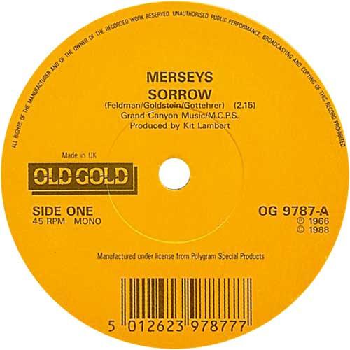 7-дюймовая пластинка MERSEYS / SILKIE - Sorrow / You've Got To Hide Your Lo OG9787 Старое золото 1988 UK Rock Б/у