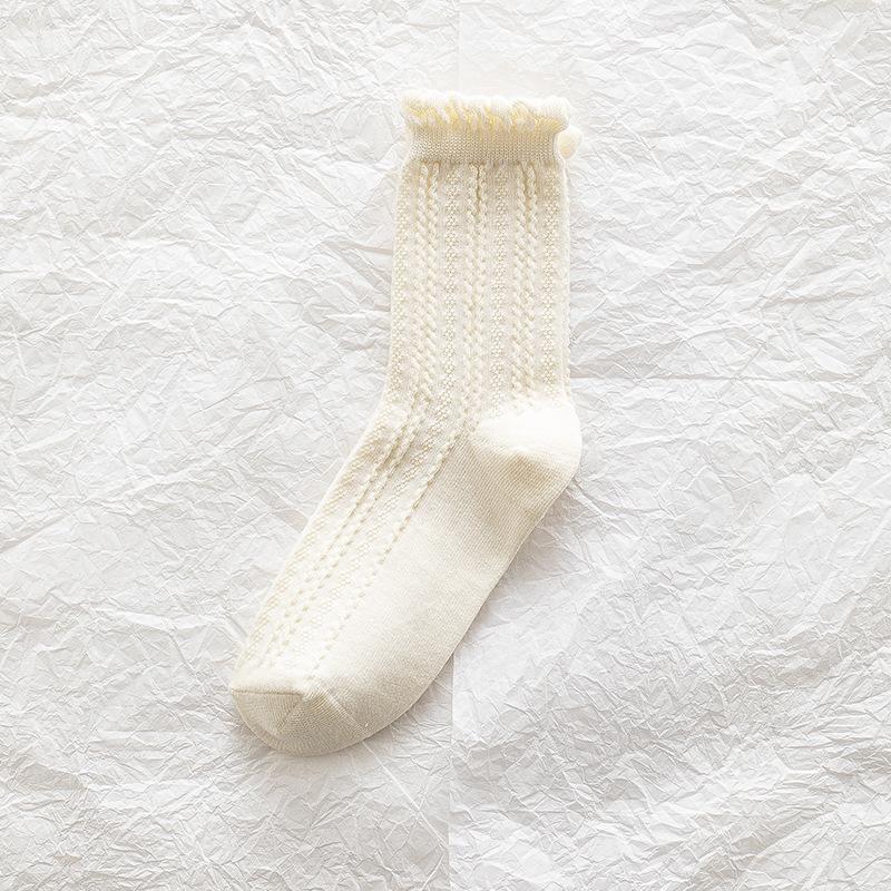 Женские носки с рюшами и манжетами, носки до щиколотки, всесезонные мягкие трикотажные хлопковые носки, однотонные носки под платье салата