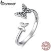 BAMOER 925 Sterling Silver Dazzling CZ Butterfly Open Finger Ring