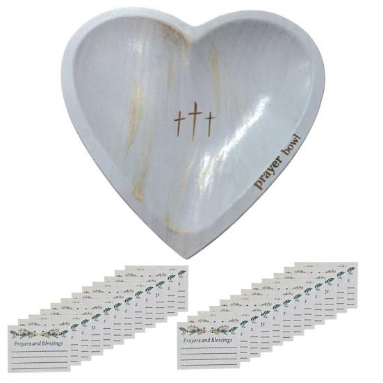 Деревянная молитвенная чаша в форме сердца Yousheng, ручная работа, чаша в форме сердца с карточками, религиозная молитвенная чаша из теста, подарки на Пасху, Рождество, День благодарения