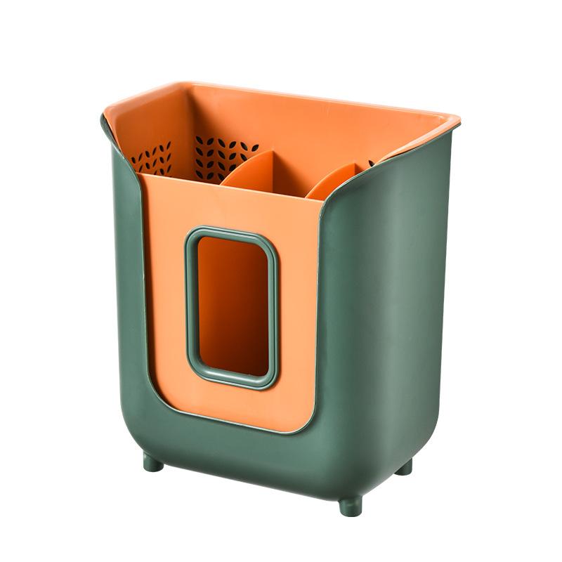 Главная Двойной слой дренаж палочки для еды клетка полая кухонный держатель для столовых приборов пластиковая трубка для хранения ложка вилка органайзер полка контейнер