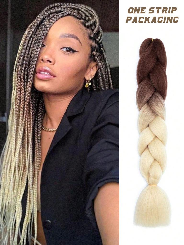 Synthetic Hairpieces 32 Inch Ombre Color Synthetic Hair Braids Pre Stretched Jumbo Braiding Hair Extensions for Daily DIY Use