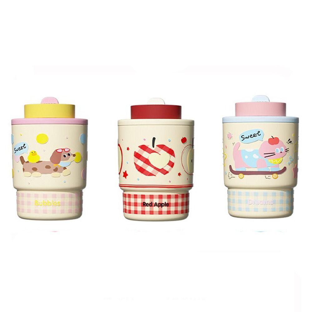 Stainless Steel Cartoon Insulated Cup 420ml Straw Thermal Flask Cute Travel Coffee Mug