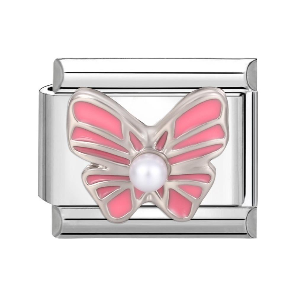 Браслет-шарм из нержавеющей стали, звеньевой, с бантом, ювелирное украшение, модный модульный браслет, аксессуары, подарок