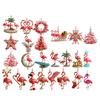 Flamingo Advent Countdown Calendar 2D Flat Acrylic Flamingo Christmas Ornaments for Flamingo Lovers Collectors and Holiday Gifts