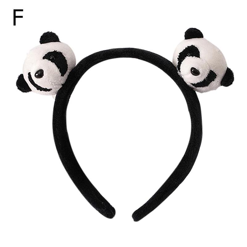Cute Plush Panda Headband Brooch Hair Rope 3D Animal Bear Brooch Accessories Headdress Clips Lo A5D9