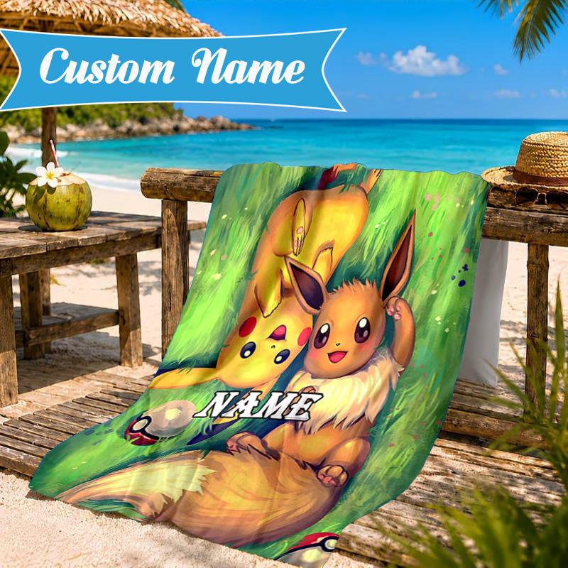 Custom Name Pika Beach Towel, Soft Quick-Dry Beach Towel, Ideal for Pool, Camping, Perfect Travel Essential Gift