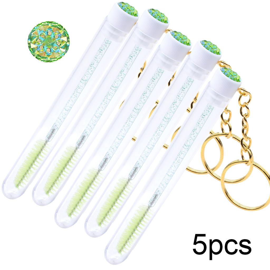 5pcs Eyelash Brushes Tubes With Keychain Lash Brush In Clear Container Disposable Eyelash Extension Mascara Wands With Case