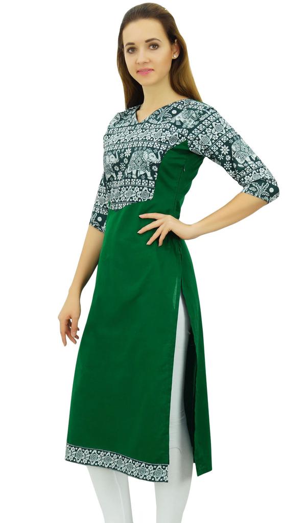 Phagun Женская хлопковая дизайнерская черная туника Kurta Ethnic с рукавами 3-4 Kurta-10
