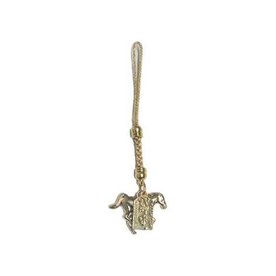 [Mode de la Casa] Good Luck Zodiac Amulet, Year of the Horse, Horse Motif, Gold Plated Alloy Charm, Netsuke Strap, Made in Japan