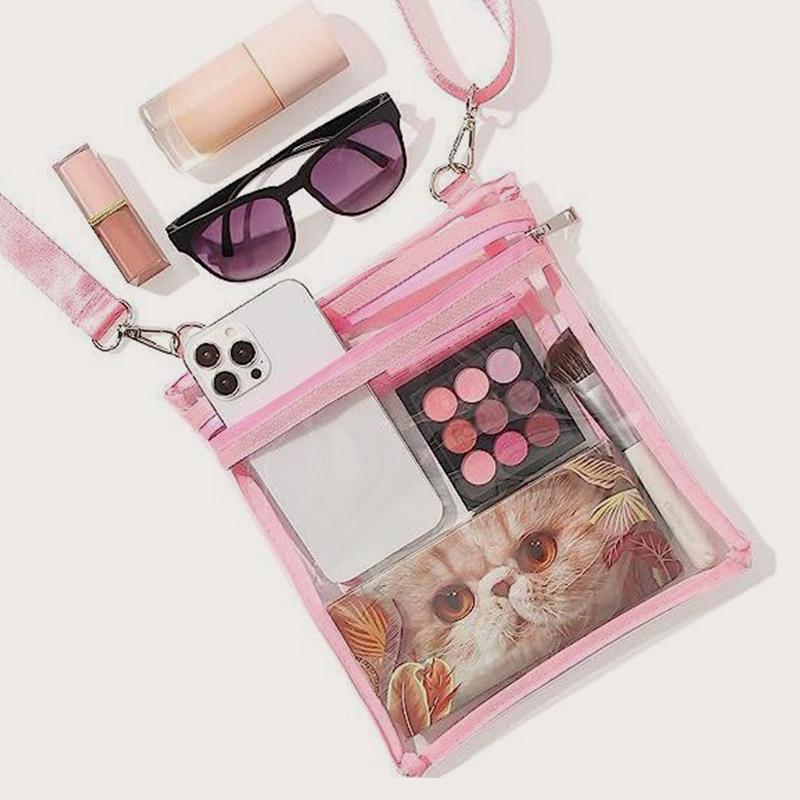 Transparent Crossbody Bag with Inner Pocket for Women Waterproof Adjustable Shoulder Strap Music Festival Portable When
