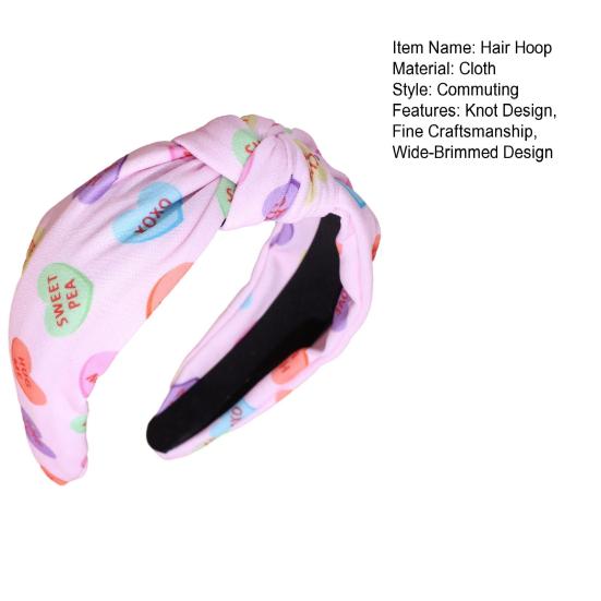 Обруч для волос Широкий ободок с надписью «Love» Ручной работы Тканевые узлы Противоскользящий дизайн Бант Повязка для волос Вечеринка
