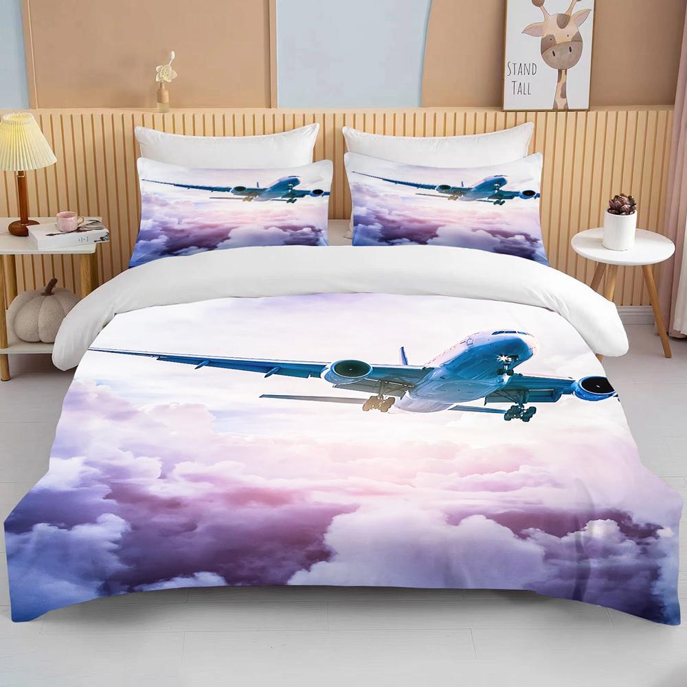 Fashion 3D Printed Airplane Plane Bedding Set Cartoon Duvet Covers With Pillowcases Soft Bedclothes Custom Bed Linen Drop Ship