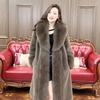 WTEMPO Утолщенные теплые длинные зимние плюшевые пальто с отложным воротником для женщин, большие размеры, ветрозащитные, утепленные куртки из искусственного меха