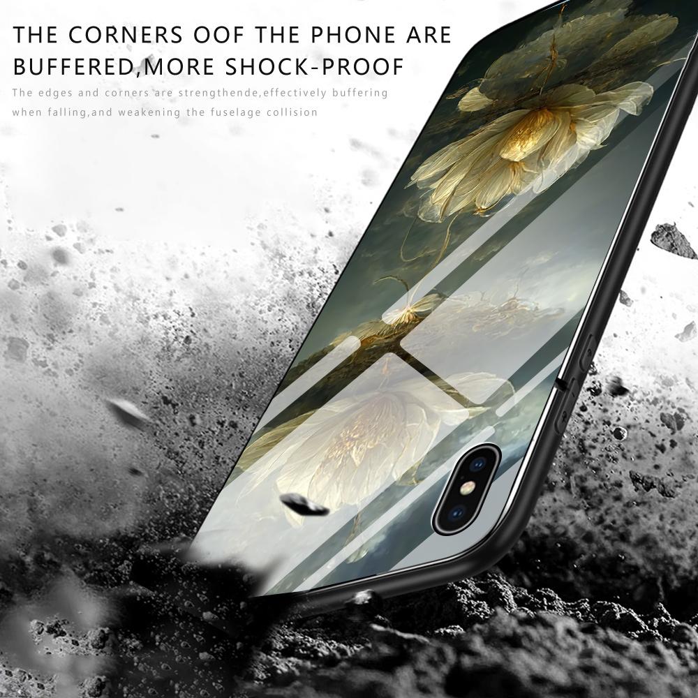 Чехол для телефона из закаленного стекла для iPhone 11 12 13 14 15 16 17 Redmi 10 12 14C Note10 Note14 Xiaomi 11Lite PocoC75 Мягкий край Ударопрочный Гладкий чехол