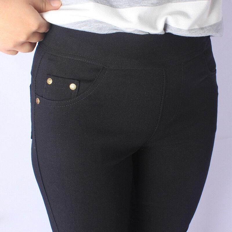Весна Осень Плюс Размер Женские Свободные Однотонные Стрейчевые Узкие Верхние Брюки Девять Минут