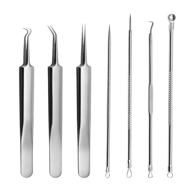 Инструмент для удаления прыщей из нержавеющей стали - экстрактор угрей и зажим для иглы