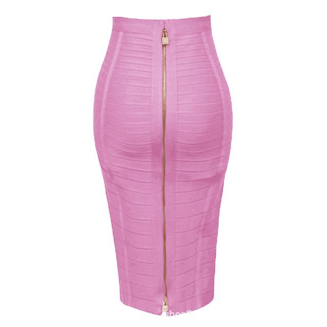 Сексуальная однотонная бандажная юбка на молнии, женские эластичные облегающие летние юбки-карандаш